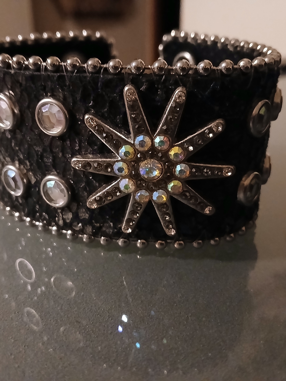 Crystal Starburst Cuff Bracelet - Black